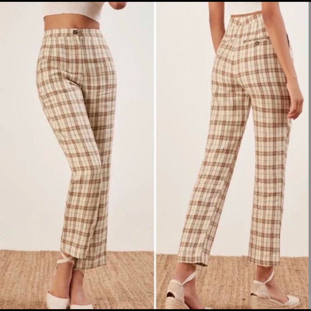 Reformation Verano Check High Waist Ankle Pant
